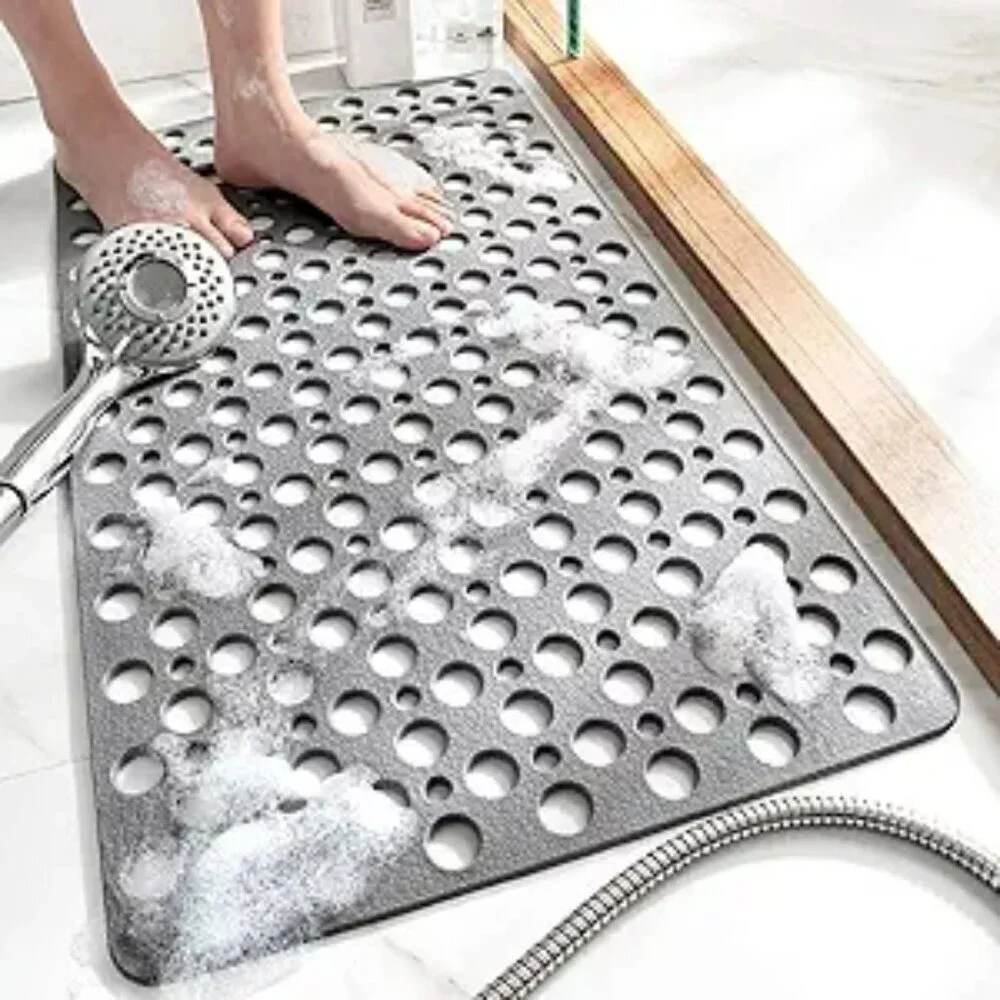 Non Slip Bath Mat for Shower Tub with Suction Cups Washable Gray 30x17 Inches